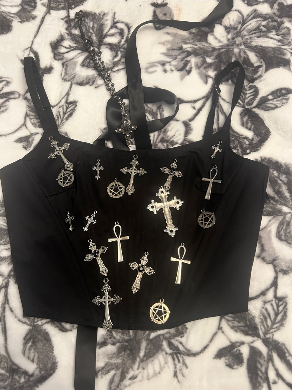 Dolls Kill Black Embellished Cross Corset Top - Women